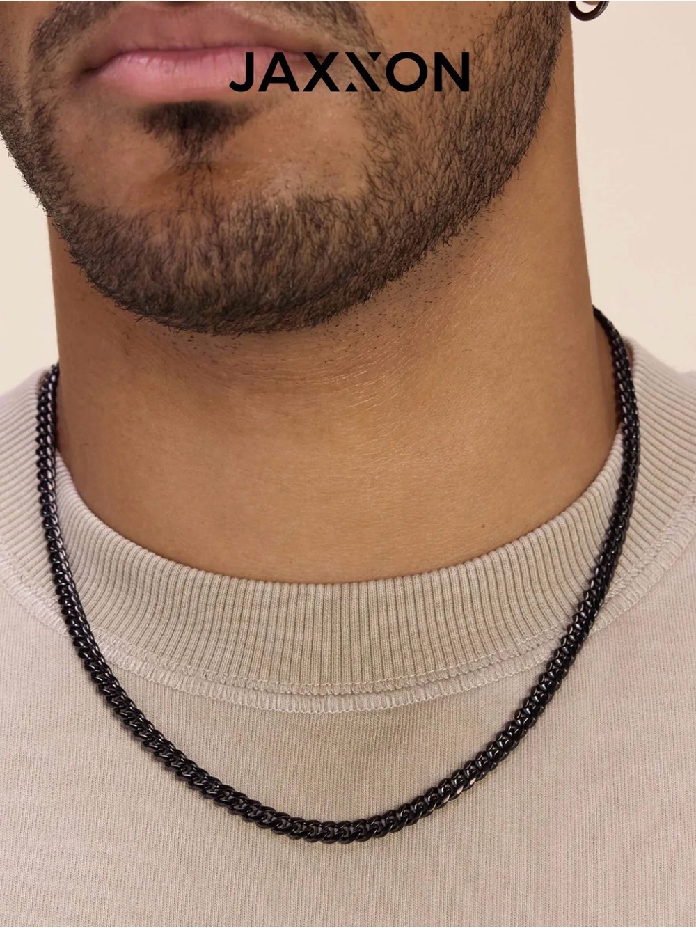 Men's Black Chain Necklace - Sleek Grooming Accessory